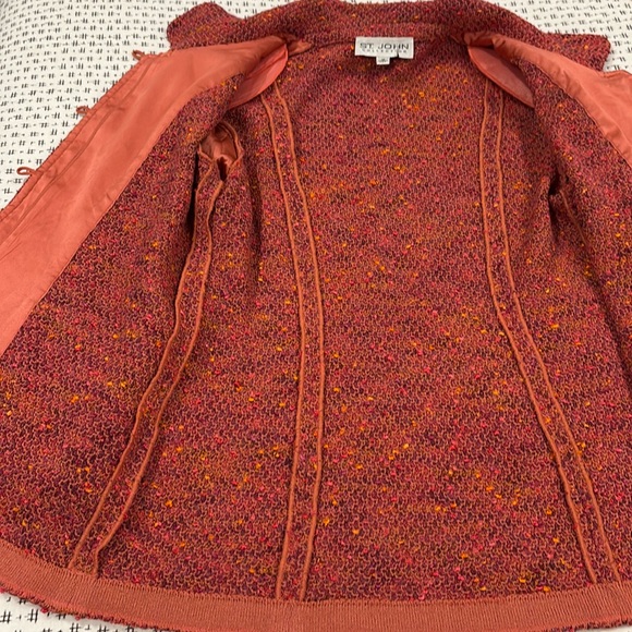 St. John Collection tweed jacket, peachy/pink with flecks, pockets, size 10 - Picture 8 of 10